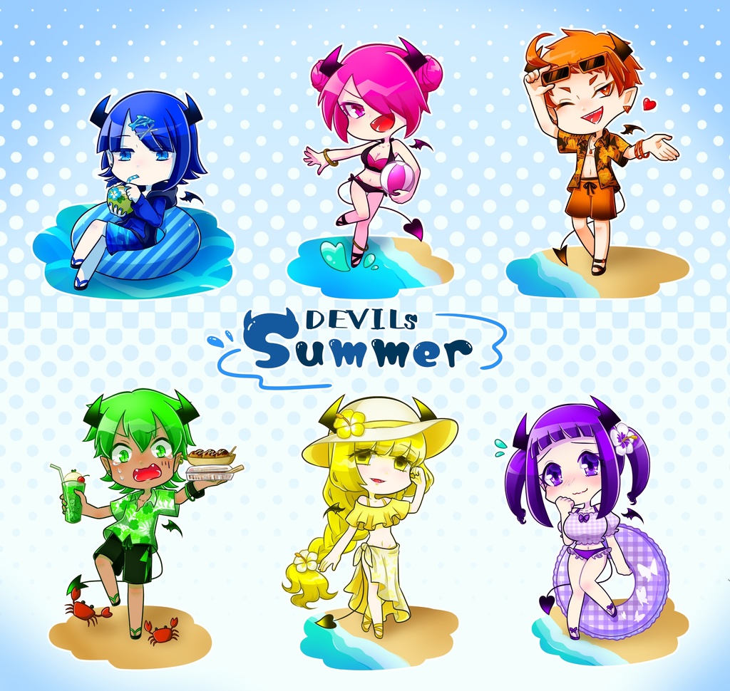 🌊😈小悪魔Summerキーホルダー🐬🐚