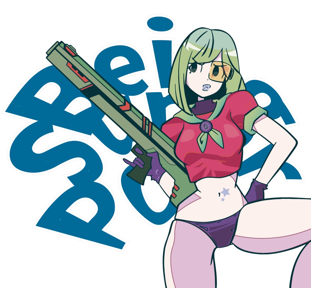 セーラー服とSF銃レディースTシャツ