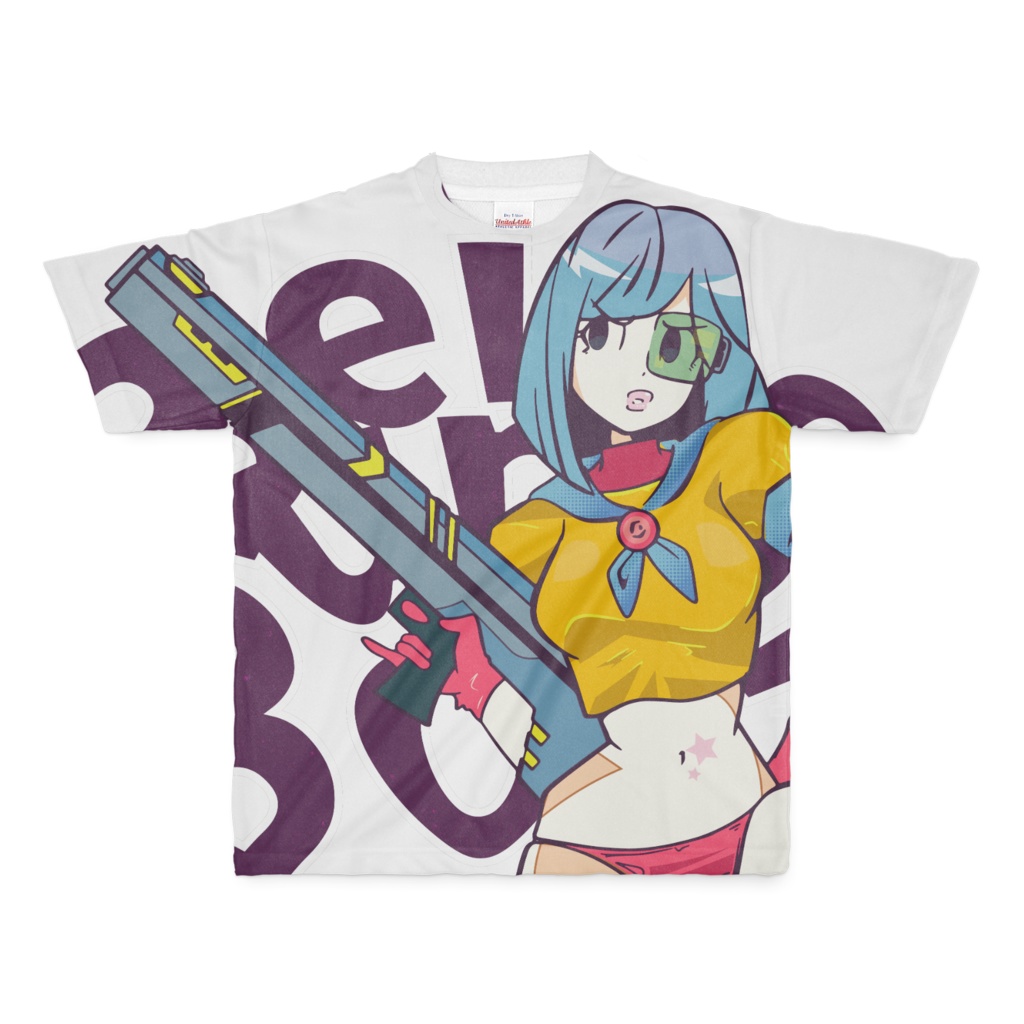 セーラー服とSF銃古グラフィックTシャツ
