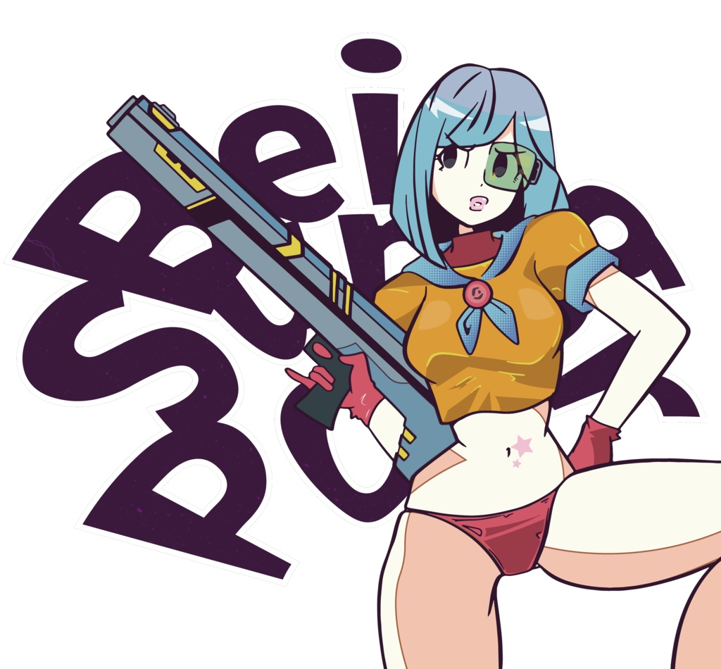 セーラー服とSF銃古グラフィックTシャツ