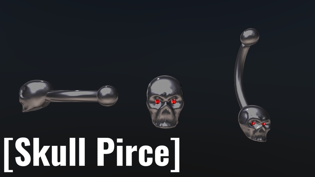 【3Dモデル】RyuZ Skull Pierce set スカルピアスセット【VRC想定】