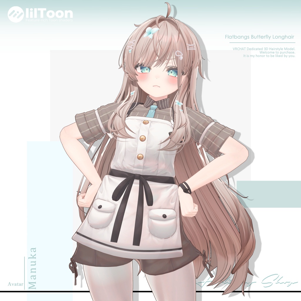 【19 avatars】【VRChat Hair】Flatbangs Butterfly Longhair