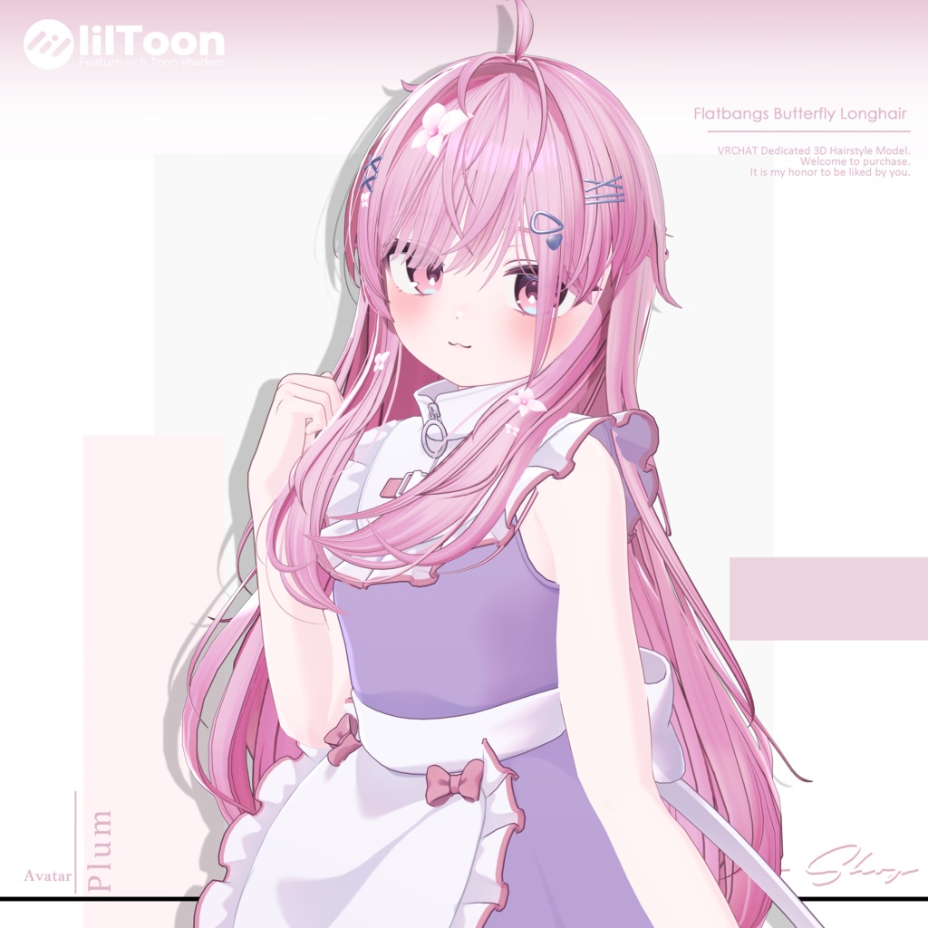 【19 avatars】【VRChat Hair】Flatbangs Butterfly Longhair