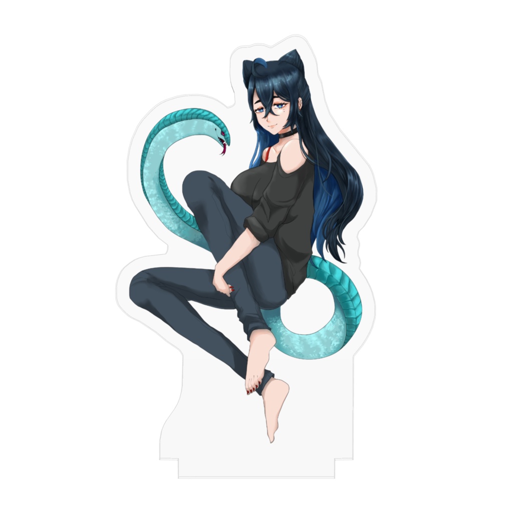 座る藺月のアクスタ