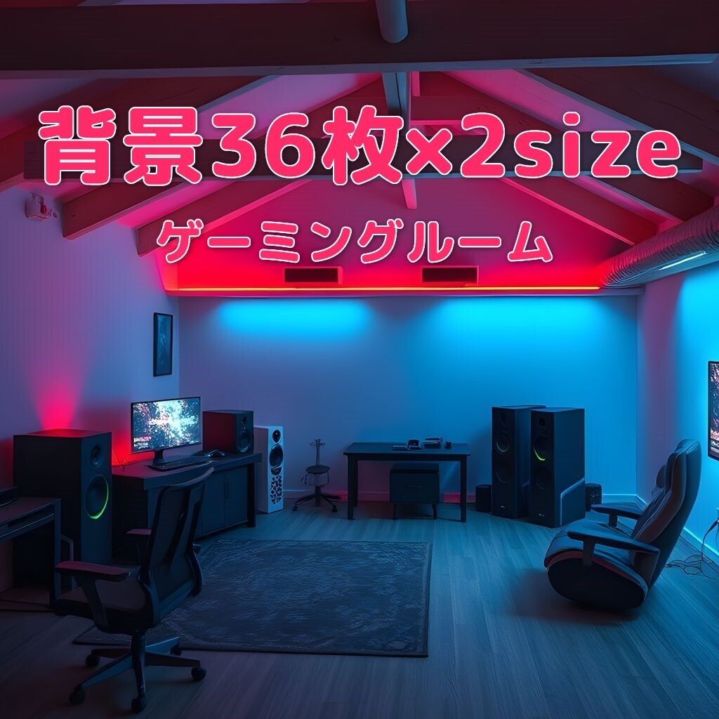 【背景36枚x2セット】背景／ゲーミングルーム