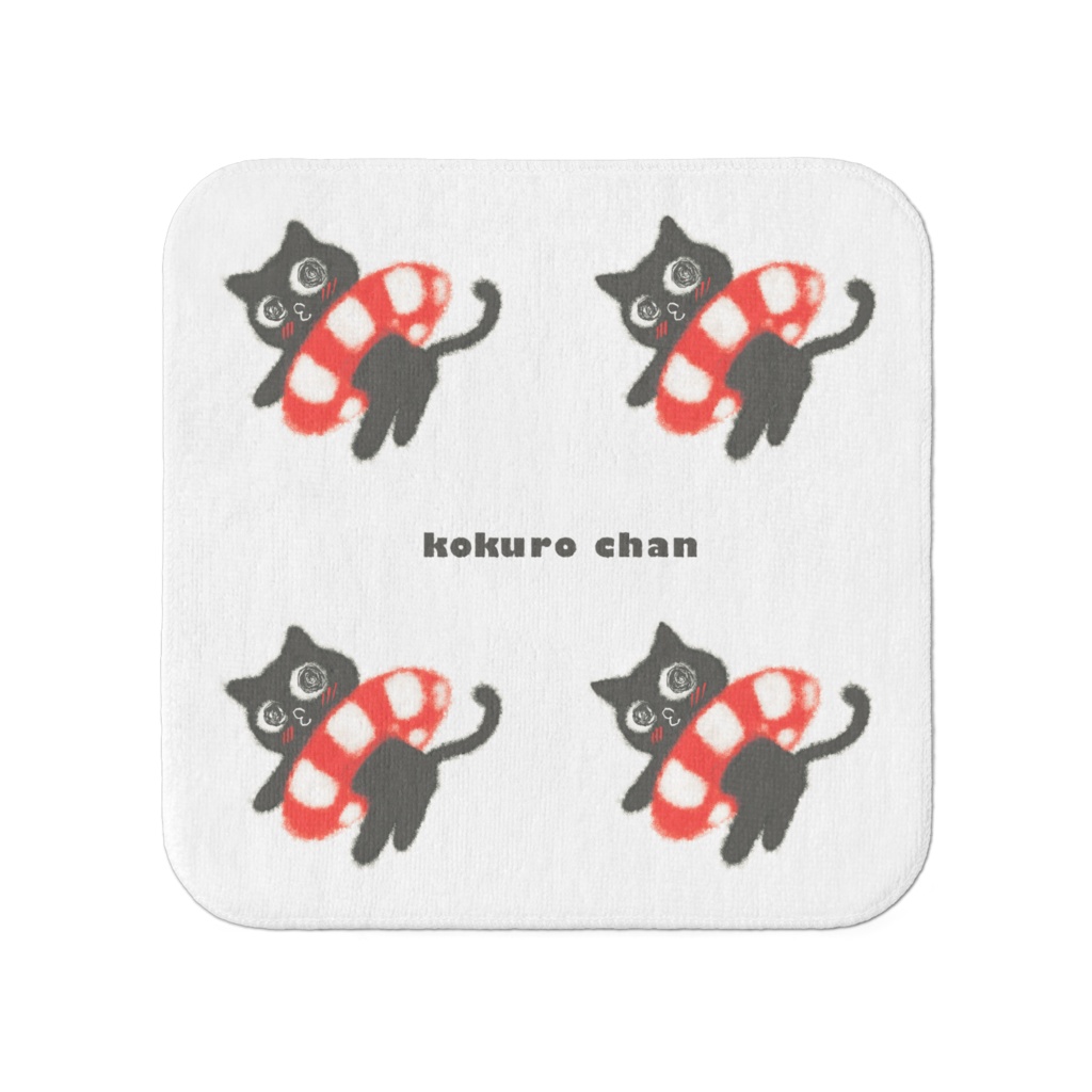 ハンドタオル小 ( 20 x 20 cm )こクロの赤浮き輪4分割