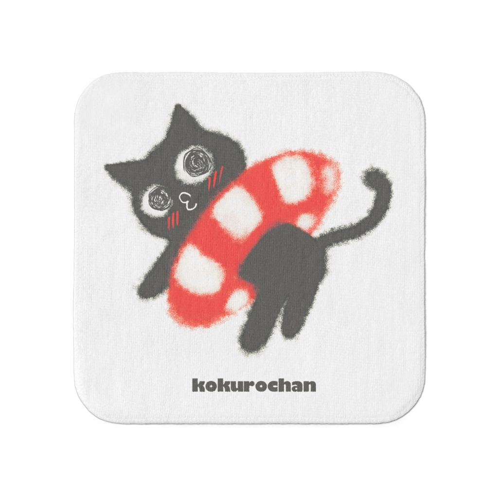 ハンドタオル小 ( 20 x 20 cm )こクロの赤い浮き輪
