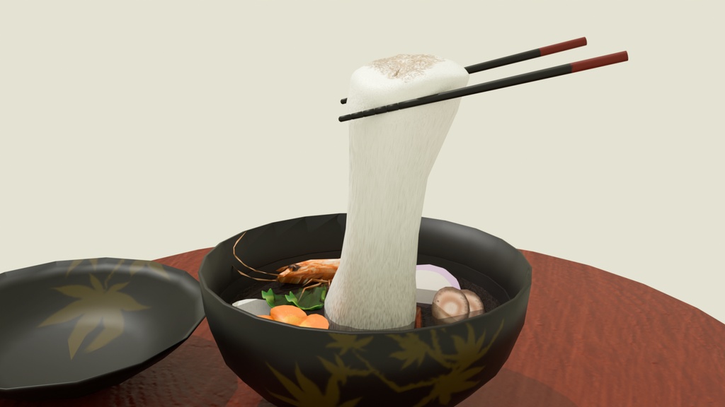 【3Dモデル】おもちが伸びる!おいしいお雑煮【お正月/謹賀新年】