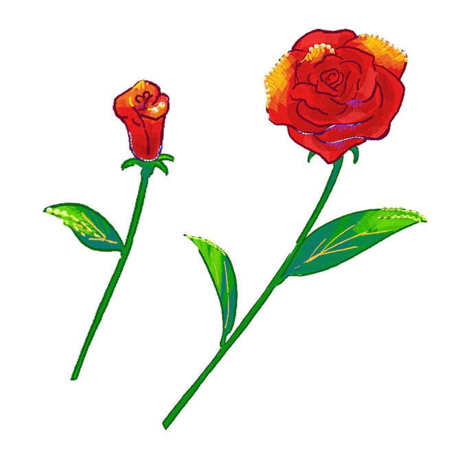 刺繍風のばらイラストセット(無料版有)