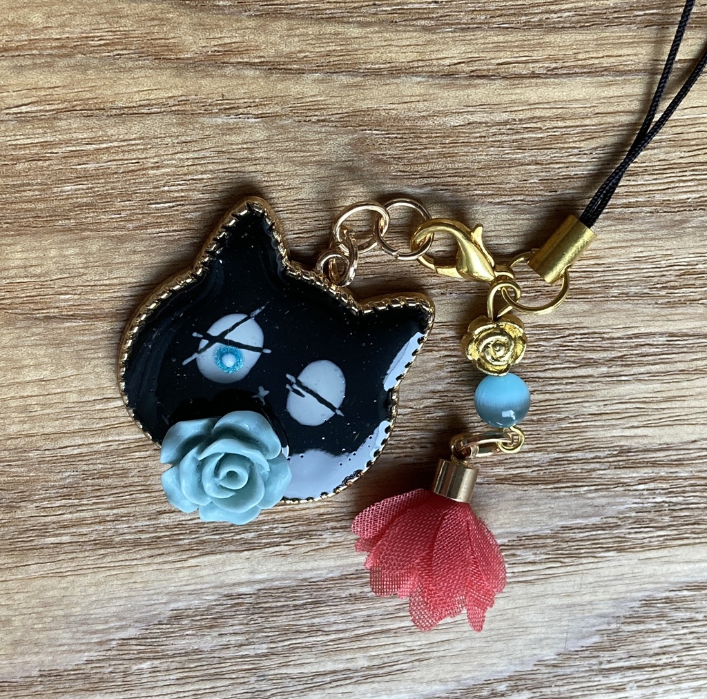 ドルタねこストラップ(花)