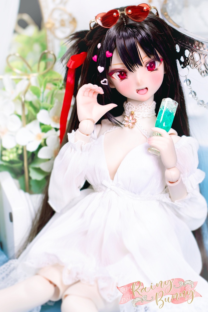Rainybunny 【不器用な太陽ユリア】DDH09 セミホワイト肌ヘッド+アイ2種+ウィッグ(4点セット)レジン盛り DD Volks dollfie