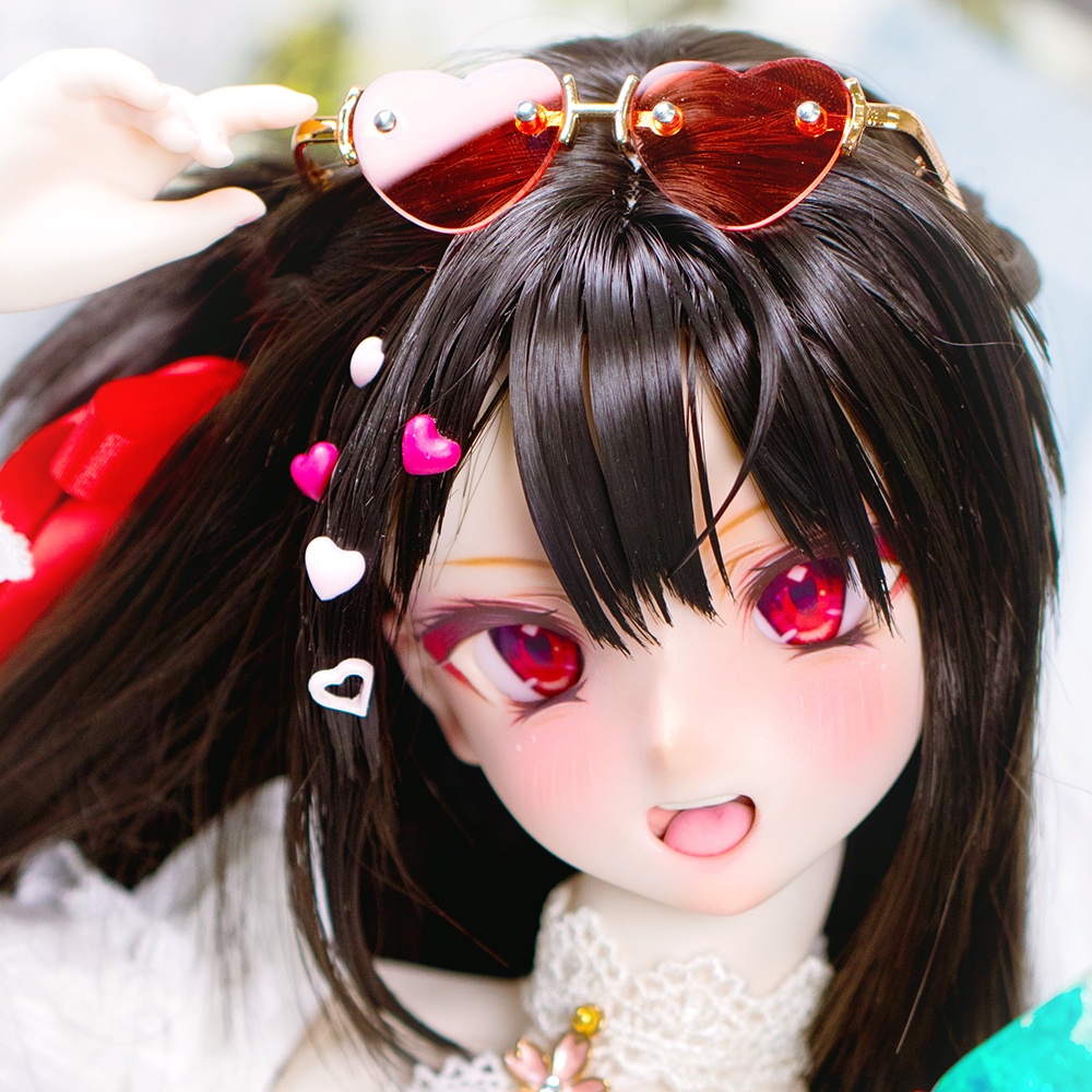 Rainybunny 【不器用な太陽ユリア】DDH09 セミホワイト肌ヘッド＋アイ2種＋ウィッグ（4点セット）レジン盛り DD Volks dollfie