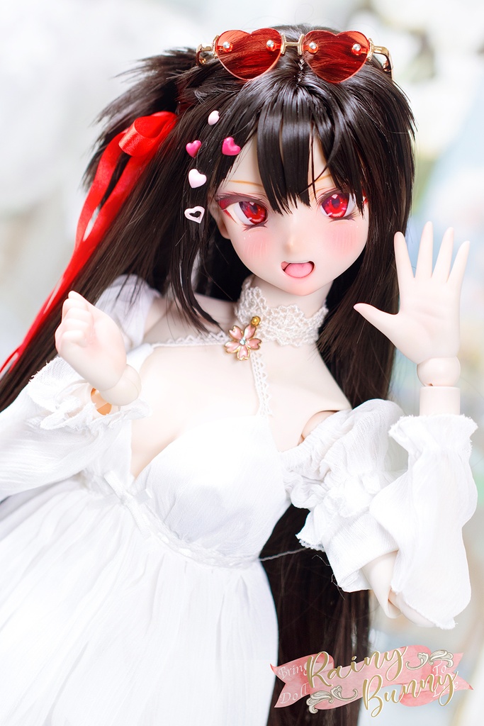 Rainybunny 【不器用な太陽ユリア】DDH09 セミホワイト肌ヘッド+アイ2種+ウィッグ(4点セット)レジン盛り DD Volks dollfie
