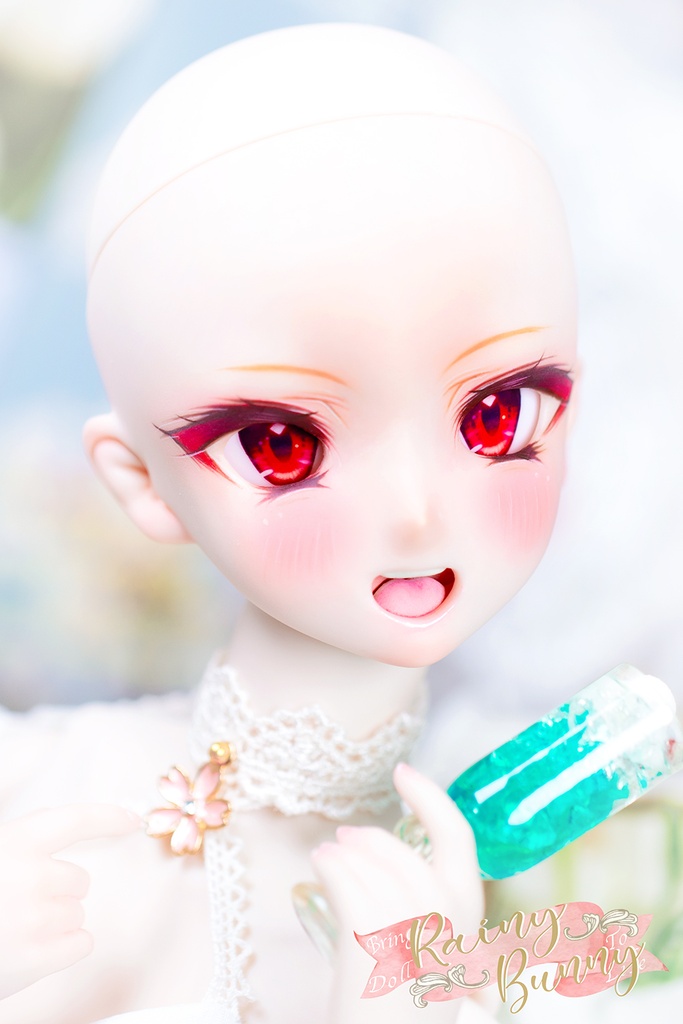 Rainybunny 【不器用な太陽ユリア】DDH09 セミホワイト肌ヘッド+アイ2種+ウィッグ(4点セット)レジン盛り DD Volks dollfie