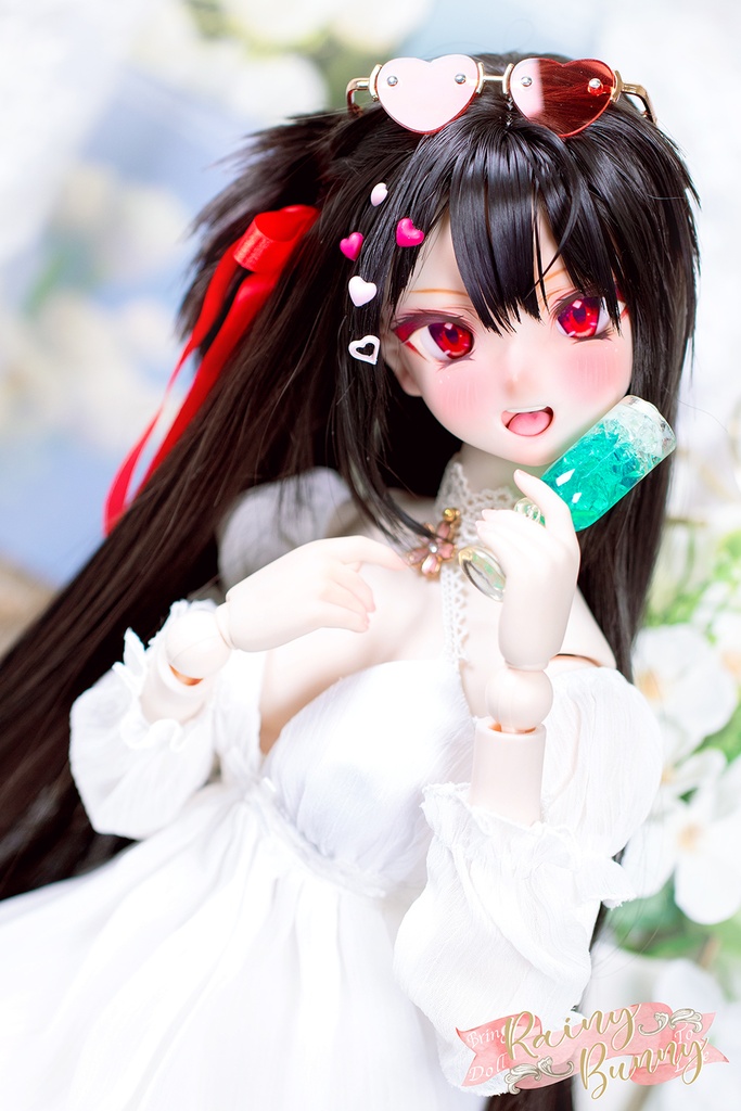 Rainybunny 【不器用な太陽ユリア】DDH09 セミホワイト肌ヘッド+アイ2種+ウィッグ(4点セット)レジン盛り DD Volks dollfie