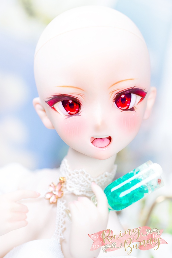 Rainybunny 【不器用な太陽ユリア】DDH09 セミホワイト肌ヘッド+アイ2種+ウィッグ(4点セット)レジン盛り DD Volks dollfie