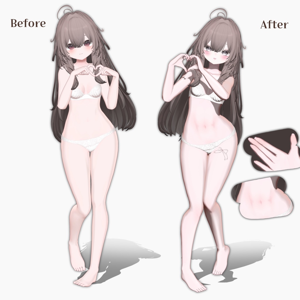 無料テクスチャ配布中!【輝夜 / kaguya】 kaguya make up & eye texture & blend shape & Post Processing+omake + tatoo🩵🪽