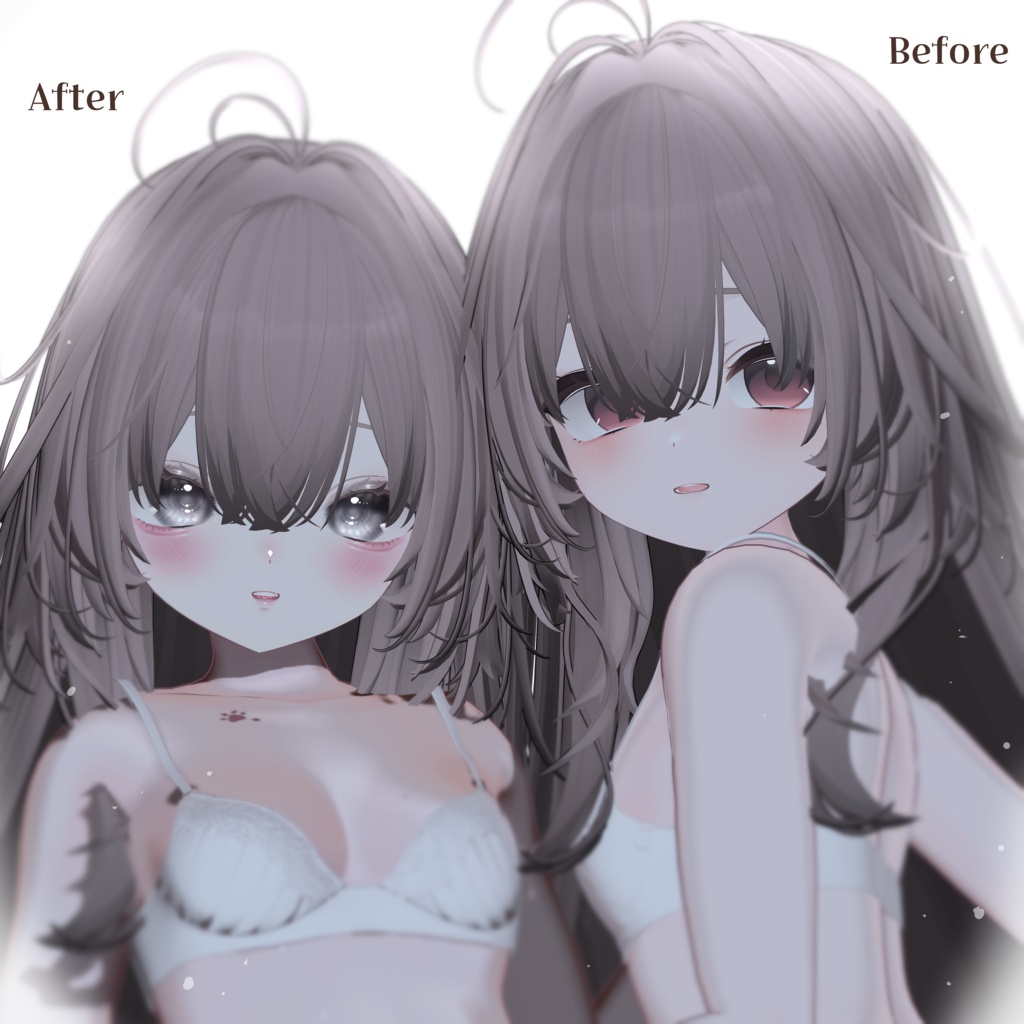 無料テクスチャ配布中!【輝夜 / kaguya】 kaguya make up & eye texture & blend shape & Post Processing+omake + tatoo🩵🪽