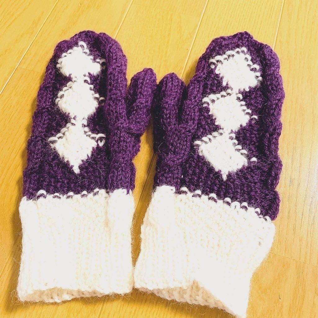 手編みミトン手袋(蜻蛉切)