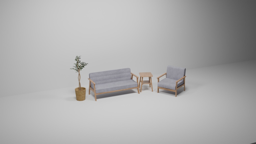 【ソファーセット】sofa set/3DCGモデル/blender【リメイク】