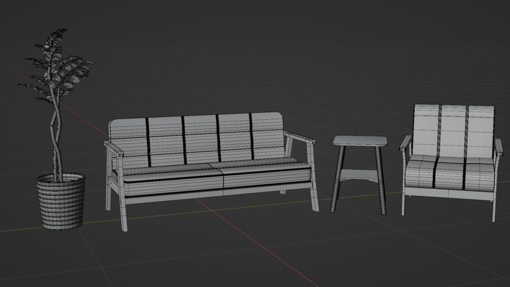 【ソファーセット】sofa set/3DCGモデル/blender【リメイク】