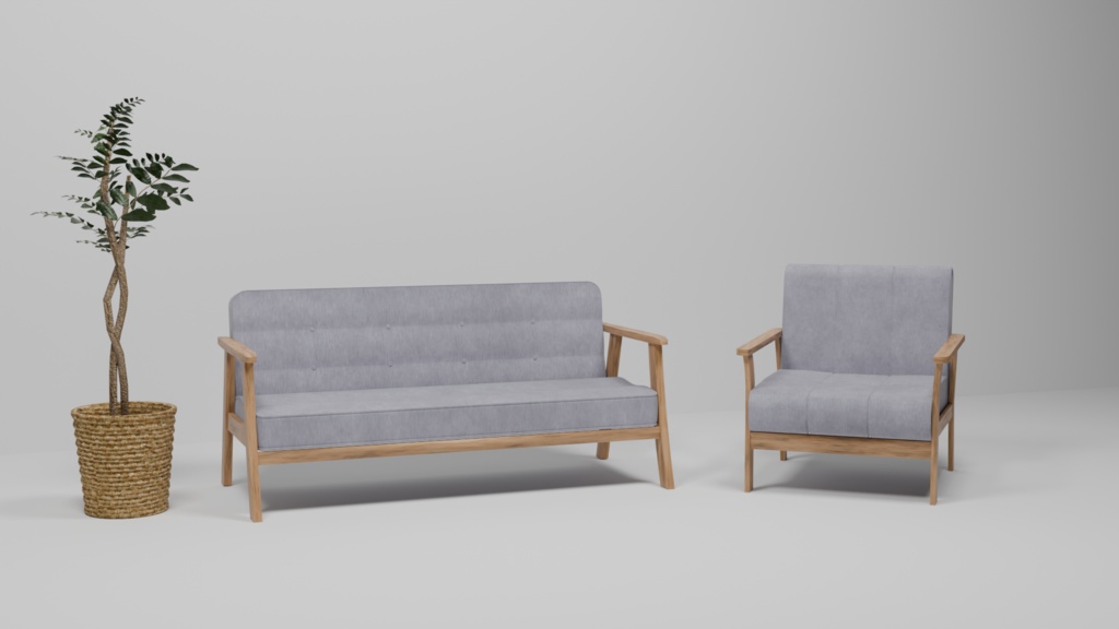 【ソファーセット】sofa set/3DCGモデル/blender【リメイク】