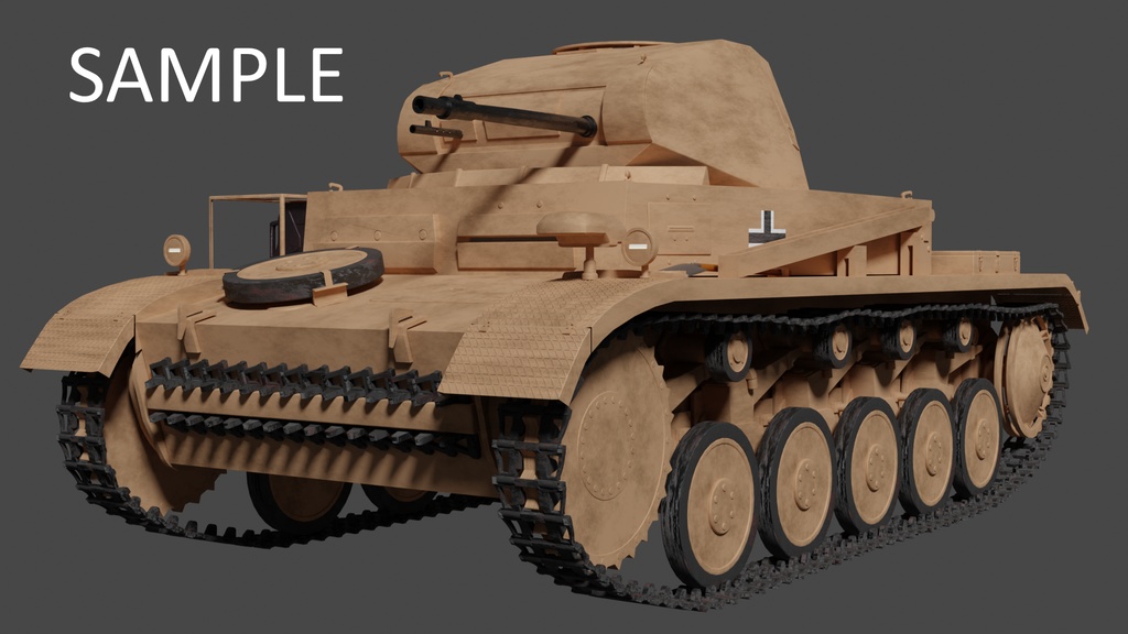 旧ドイツ軍・二号戦車・3DCGモデル