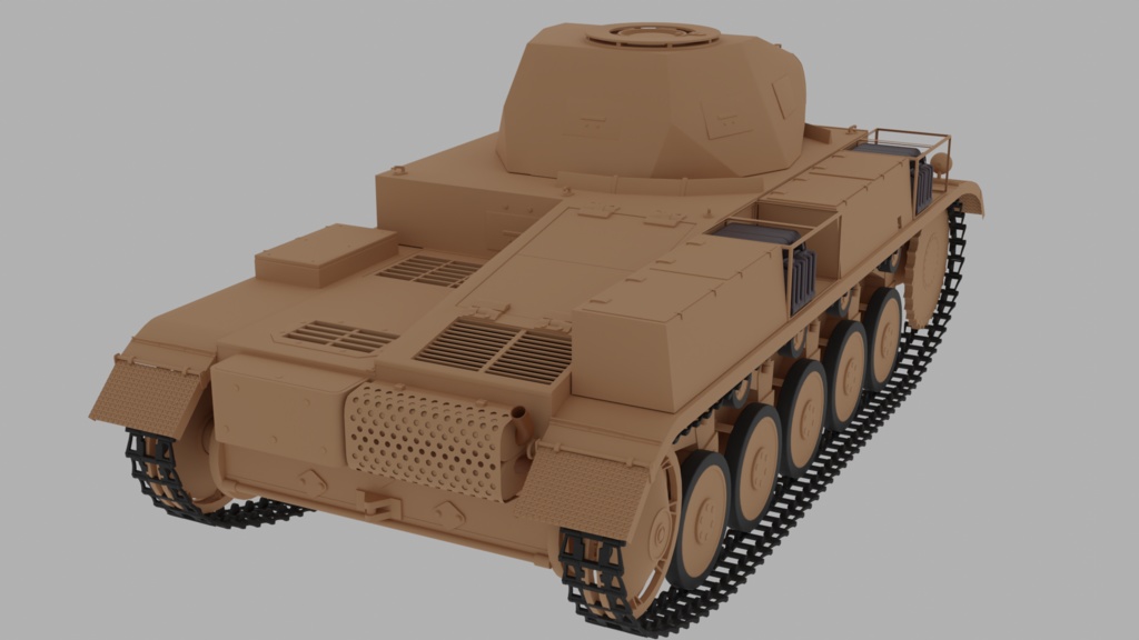 旧ドイツ軍・二号戦車・3DCGモデル