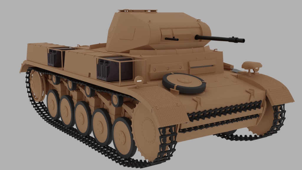 旧ドイツ軍・二号戦車・3DCGモデル