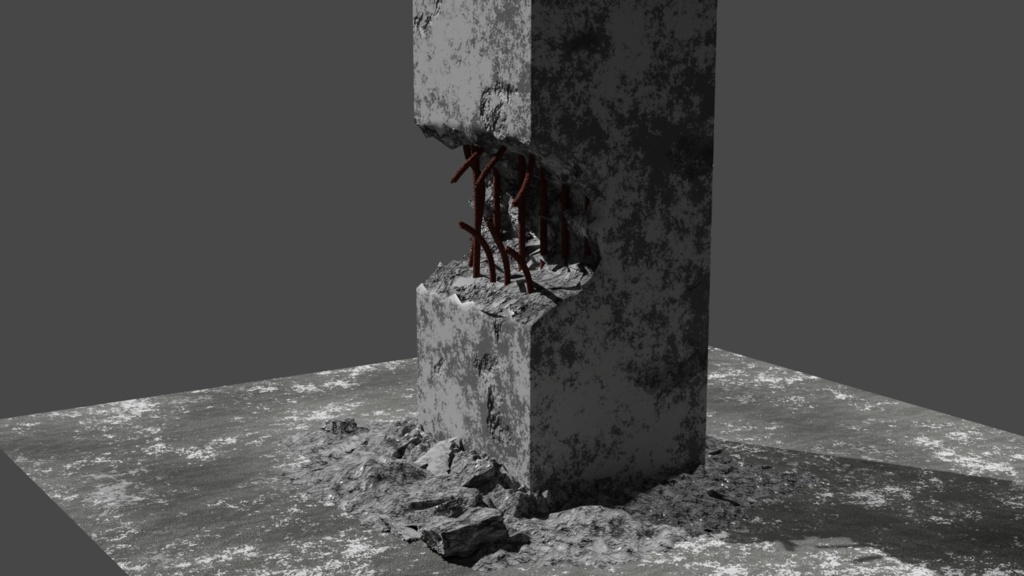 破壊されたコンクリート・3Dモデル