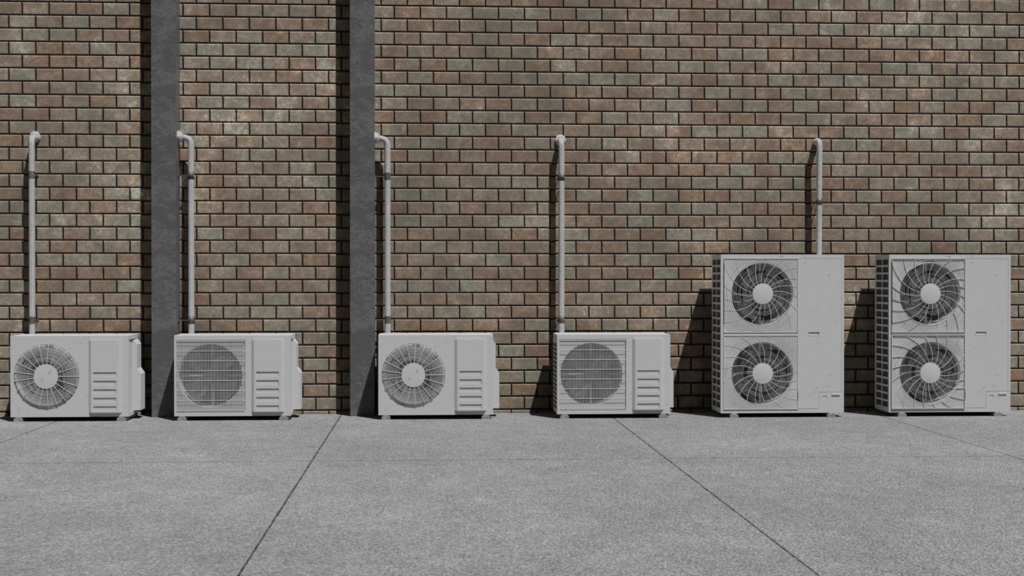 エアコン室外機・家庭用・/air conditioner outdoor unit/3DCGモデル/blender