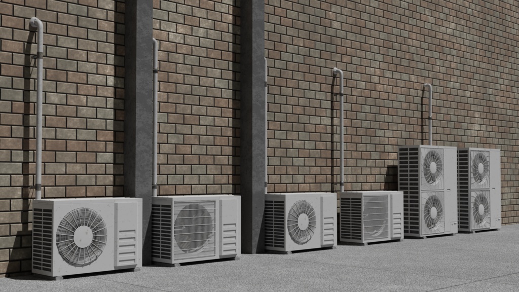 エアコン室外機・家庭用・/air conditioner outdoor unit/3DCGモデル/blender