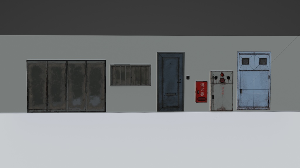 古いドア・消火栓など/old door-fire hydrant-etc/3DCGモデル/blender