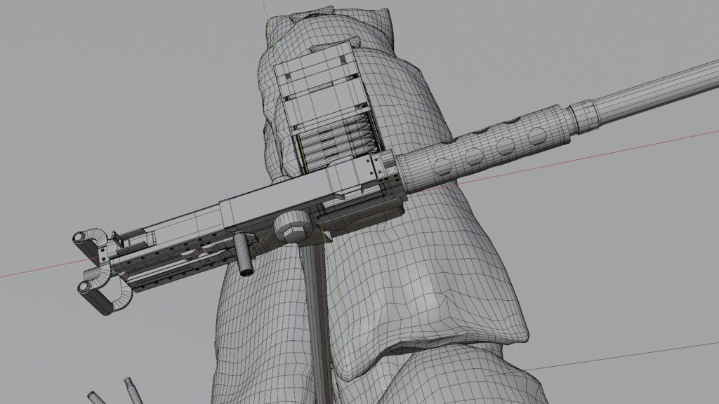 ブローニングM2重機関銃 (土嚢付き)/ M2 Browning / 3DCGモデル / blender