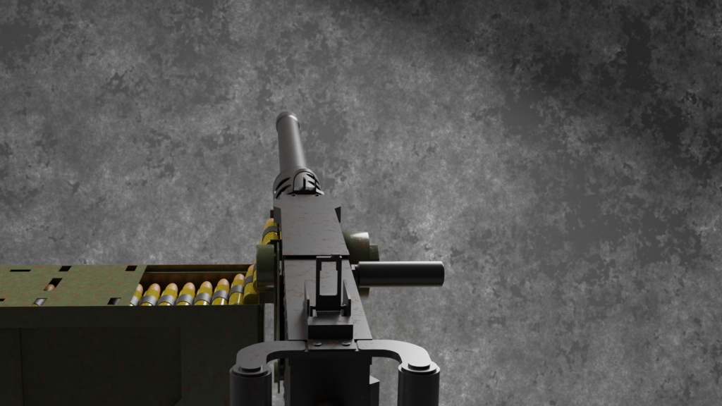 ブローニングM2重機関銃 (土嚢付き)/ M2 Browning / 3DCGモデル / blender