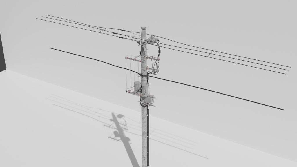 電柱2種類/power pole・2 patterns/3DCGモデル/blender