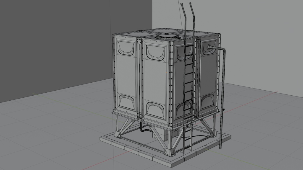 マンションとかにありそうな貯水槽/blender/3D