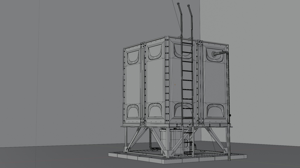 マンションとかにありそうな貯水槽/blender/3D