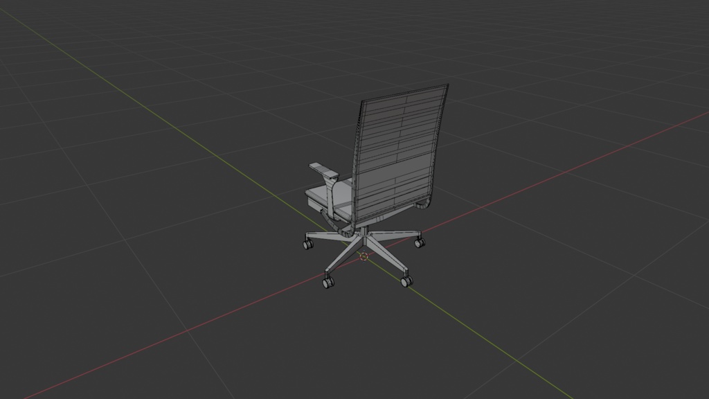 オフィスチェアと木目デスク_3Dモデル_Blender_3種のカラーバリエーション