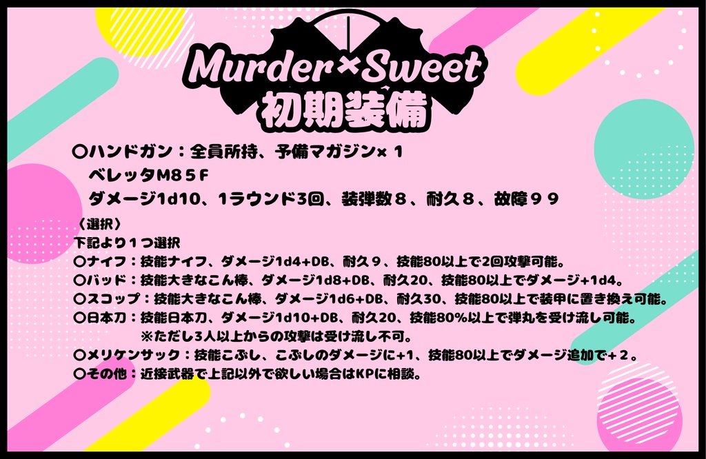 CoC6版シナリオ「Murder×Sweet~朝ご飯に魚つくと豪華だよね~」【SPLL:E188123】