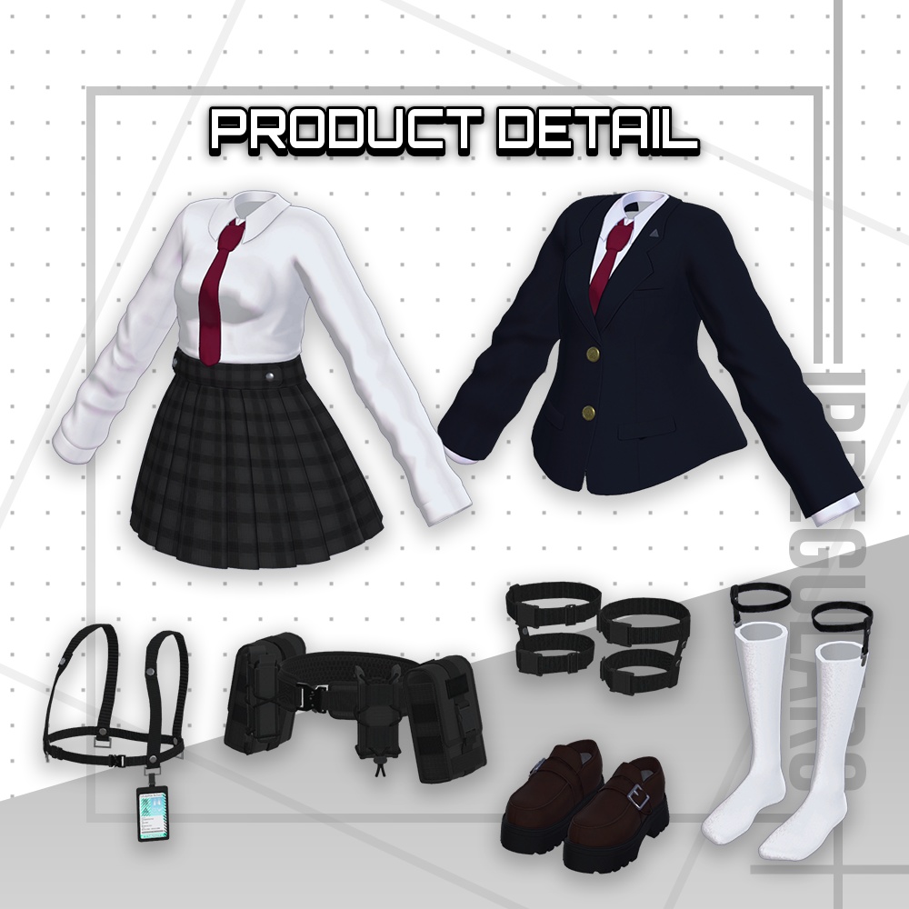 【オリジナル3Dモデル】キュラスフィア学園制服【アバター対応衣装】