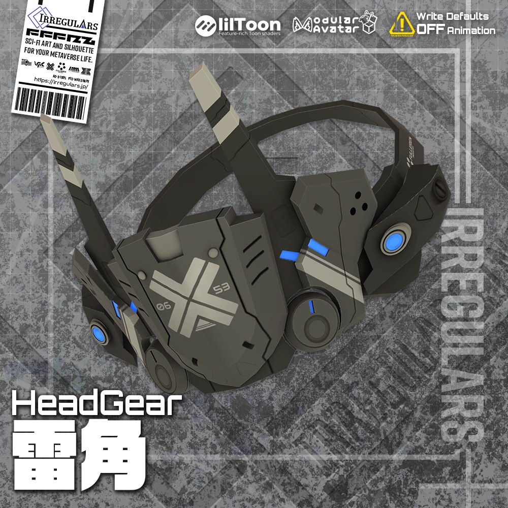 【オリジナル3Dモデル】RAIKAKU-雷角-【ヘッドギア】