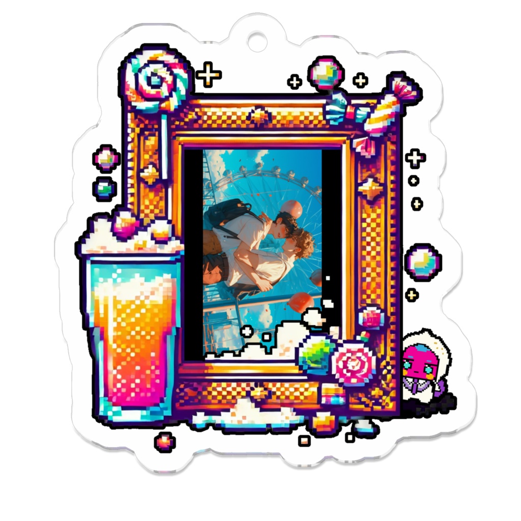 7_おでこコツンのイラスト_アクリルキーホルダー