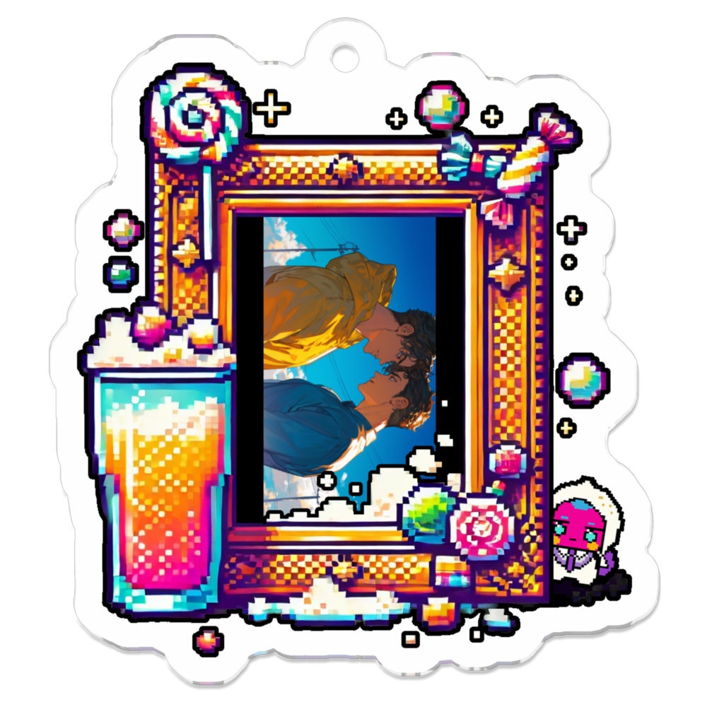 13_おでこコツンのイラスト_アクリルキーホルダー