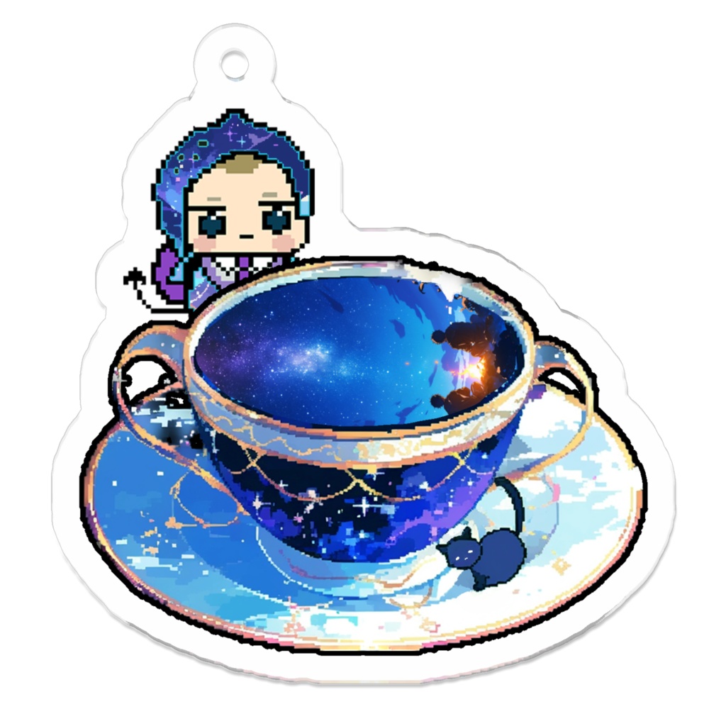 1_星空の下でキャンプファイヤー1_アクリルキーホルダー