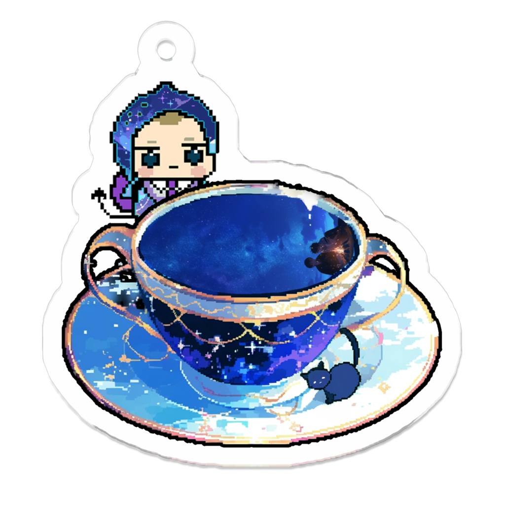 2_星空の下でキャンプファイヤー1_アクリルキーホルダー