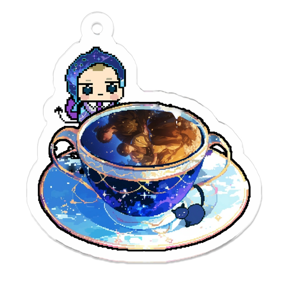 5_星空の下でキャンプファイヤー1_アクリルキーホルダー