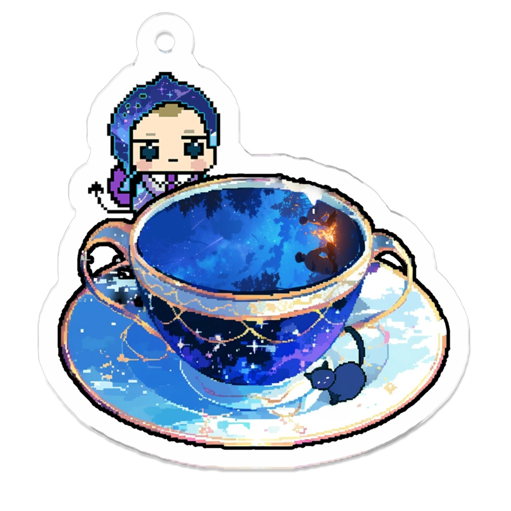 1_星空の下でキャンプファイヤー2_アクリルキーホルダー