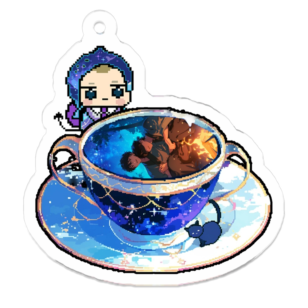3_星空の下でキャンプファイヤー2_アクリルキーホルダー