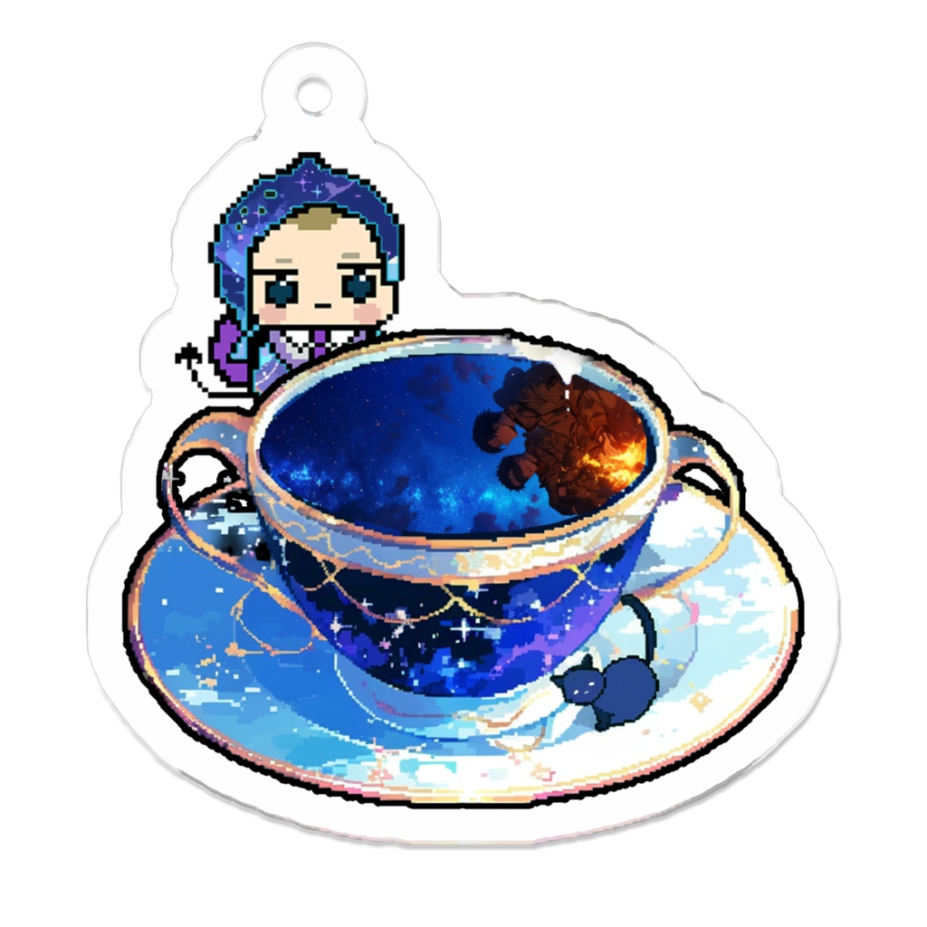 4_星空の下でキャンプファイヤー2_アクリルキーホルダー